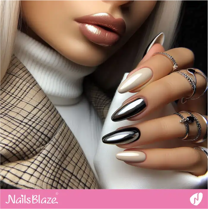 Platinum Chrome and Neutral Nails | Chrome Nails - NB4017